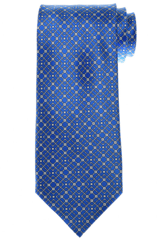 Stefano Ricci Blue Stunning Square Garden Motif Hand Printed Silk Tie