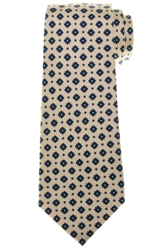 Kiton Napoli Light Brown Dark Blue Geometric Silk Tie