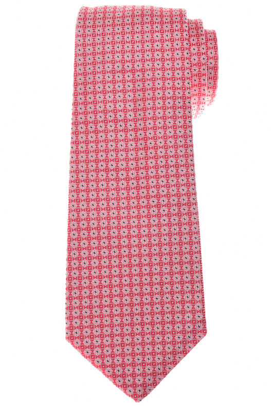 Kiton Napoli Red Pink Blue Geometric Silk Tie