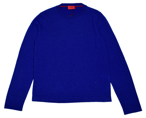 Isaia Napoli Blue Sweater Crewneck Fine Cashmere Silk Knit