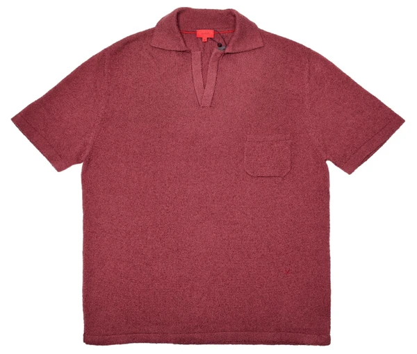 Isaia Napoli Purple Short Sleeve Sweater Polo Terrycloth Silk Cashmere Knit