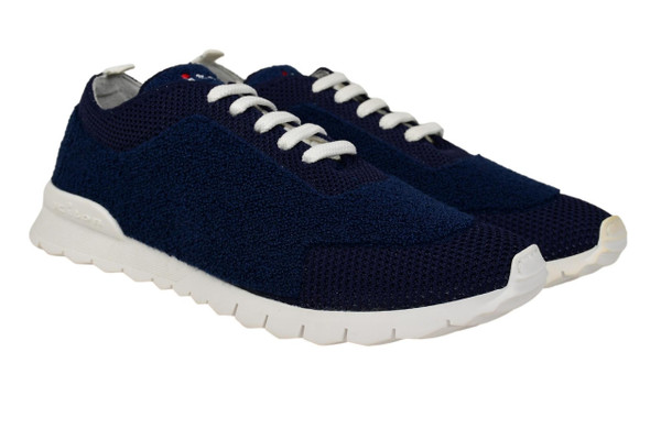 Kiton Napoli WOLW Blue Wool Polyester Sneakers Shoes