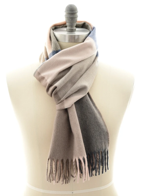 Kiton Scarf Cashmere Brown Blue Pink Gray