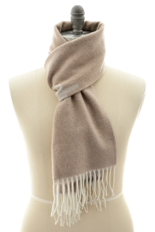 Kiton Scarf Cashmere Brown Large Logo