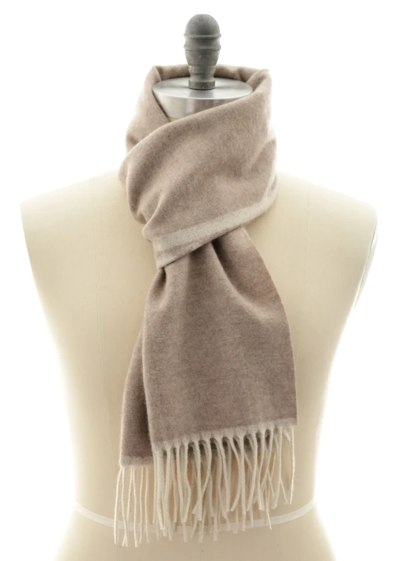 Kiton Scarf Cashmere Brown Large Script Logo