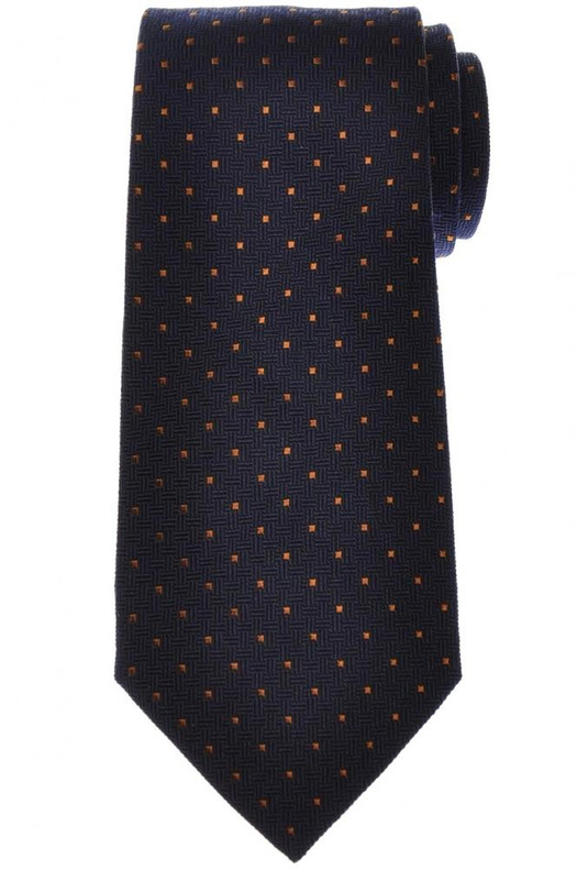 E. Marinella Napoli Tie Silk Blue Brown Polka Dot