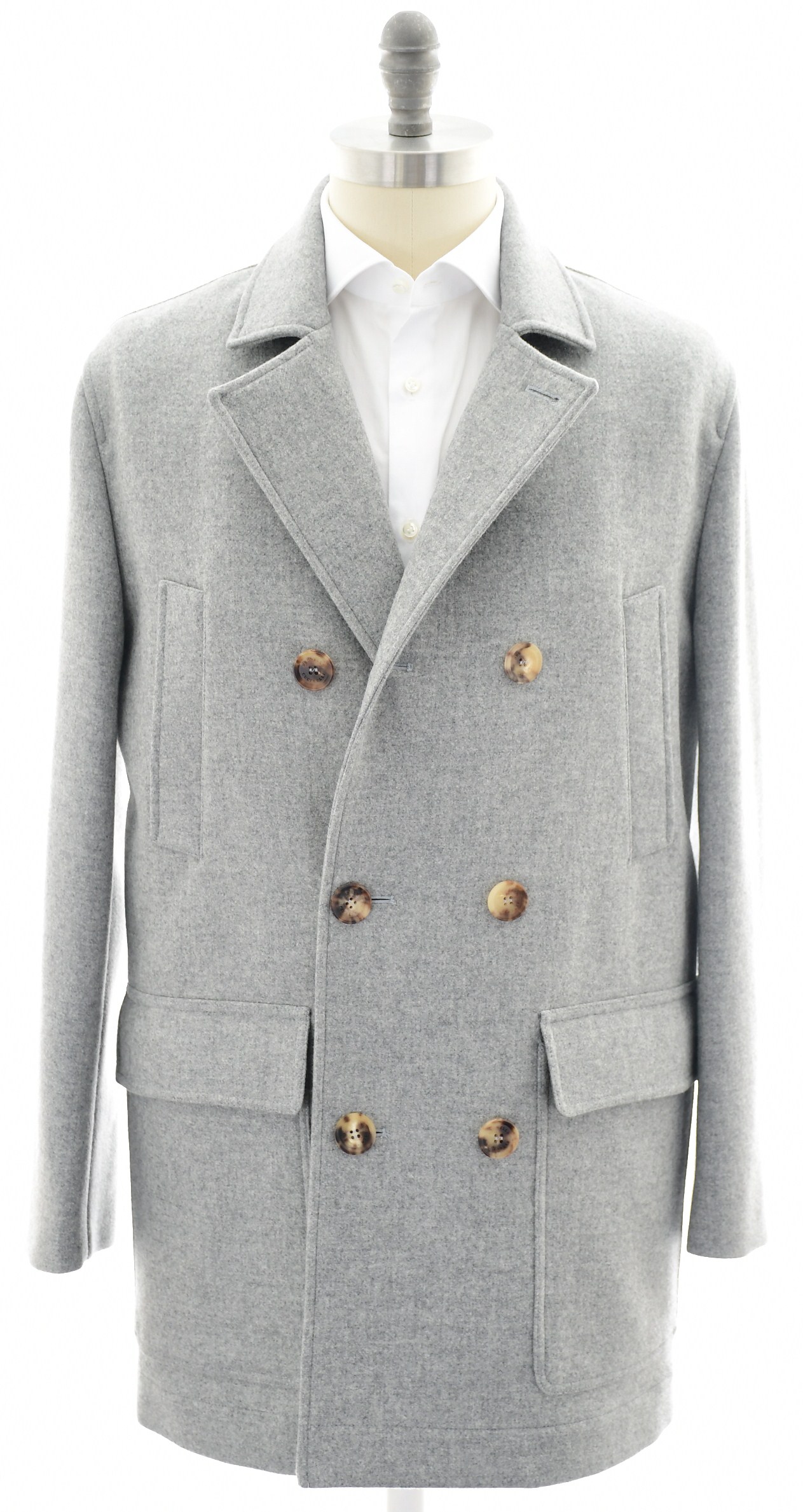 Mens Peacoat Wool Light Grey double breasted Style Coat