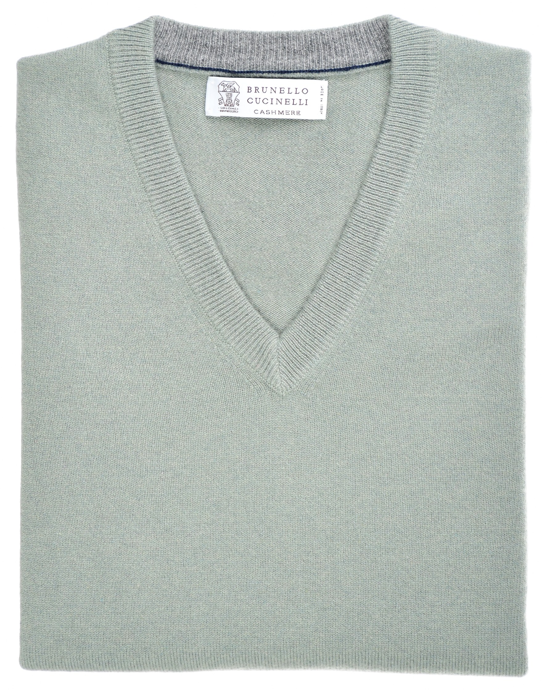 Brunello Cucinelli Sweater Cashmere V-Neck Sage Green