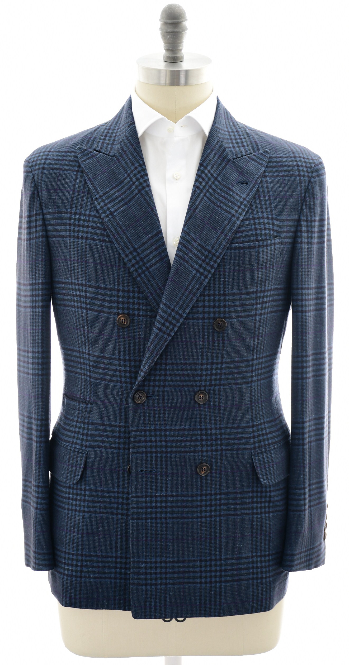 Brunello Cucinelli Blue Plaid Wool Cashmere – Men's Italian