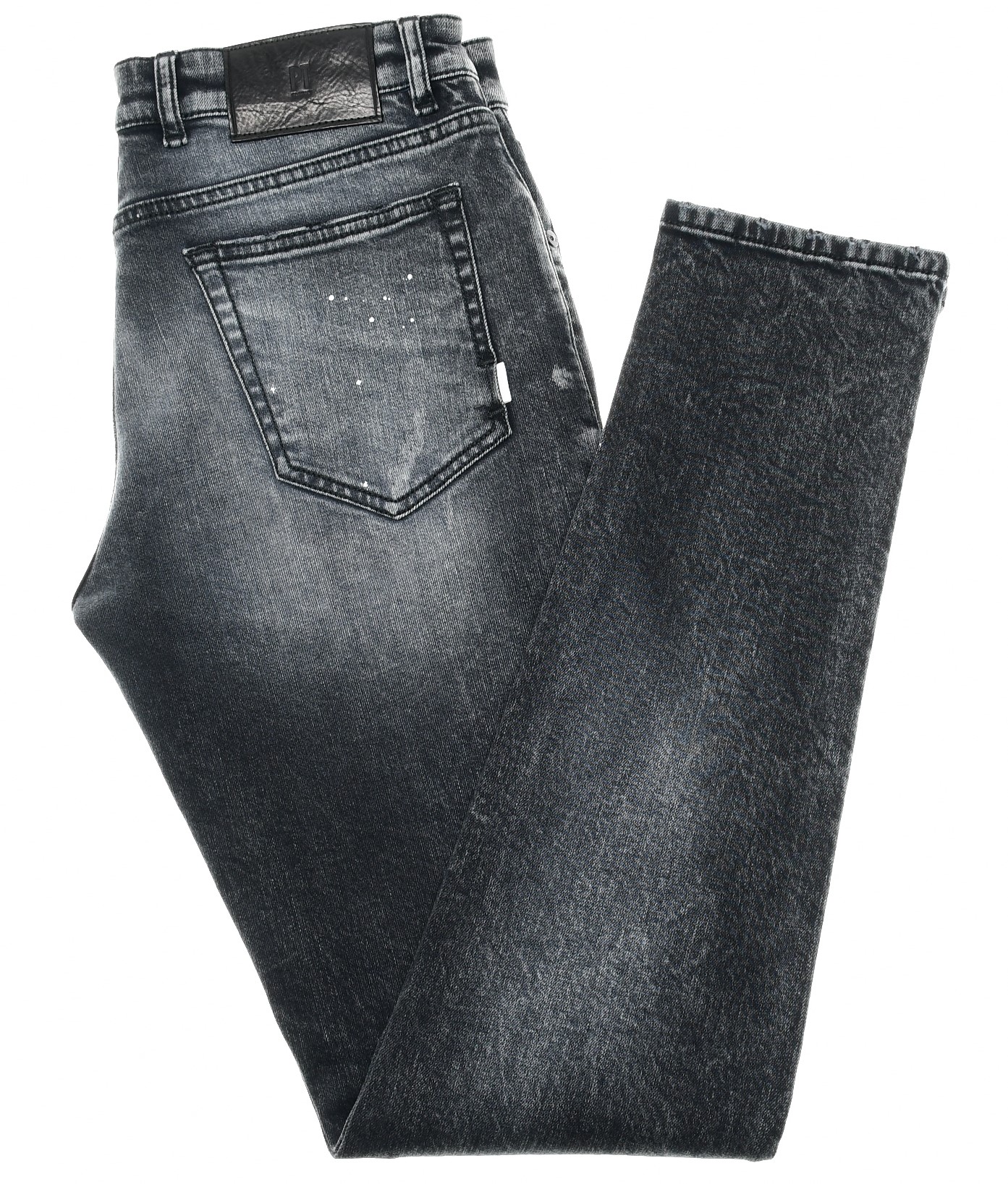 PT Torino Jeans Stretch Denim Swing Black Faded and Paint Stained