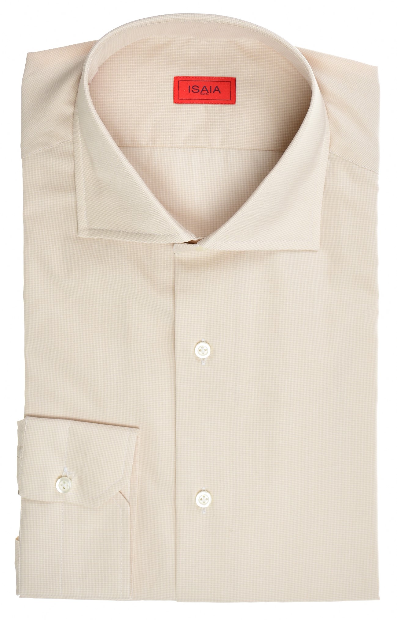 Isaia Mix Dress Shirt Cotton Brown Micro