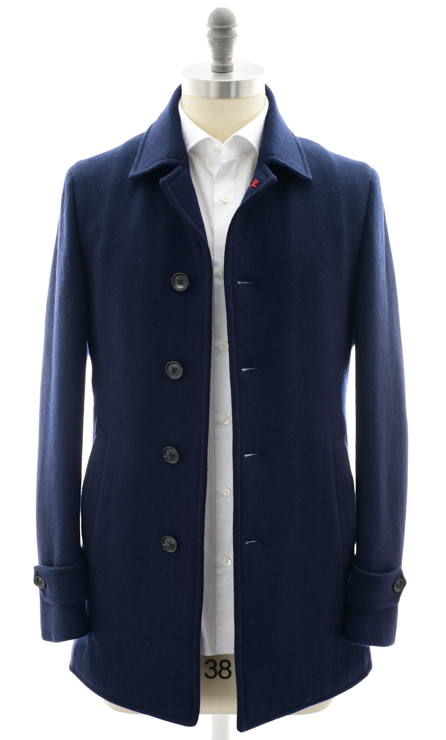Isaia Napoli Portofino Walking Coat Cashmere Wool Blue