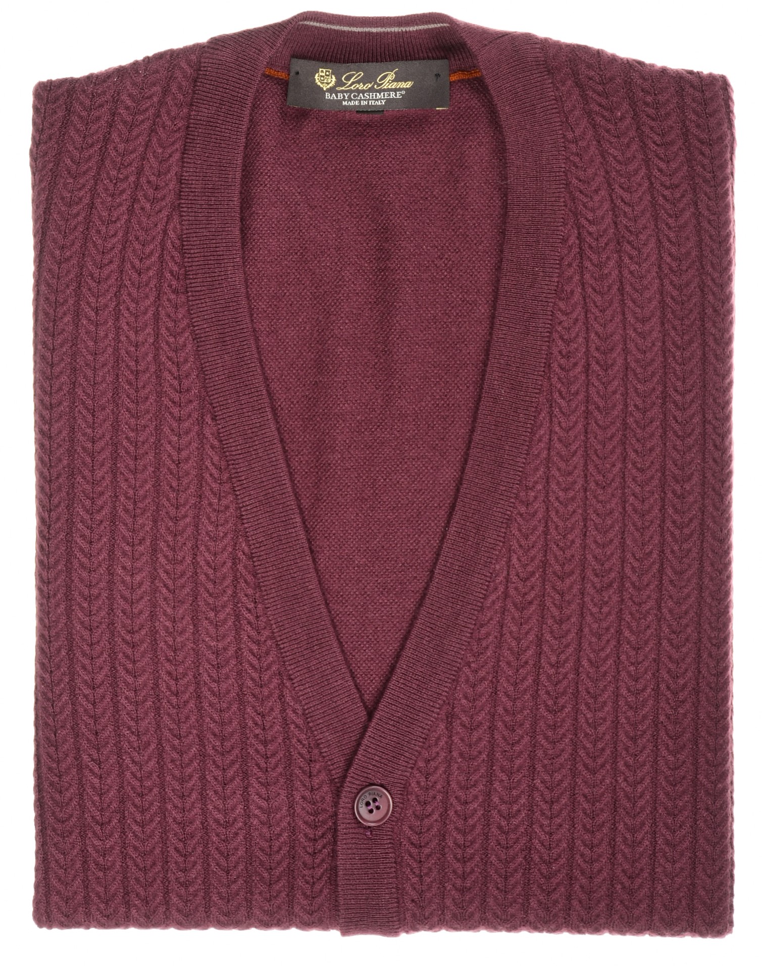Loro Piana Sweater Cardigan Micro Cable Baby Cashmere Plum
