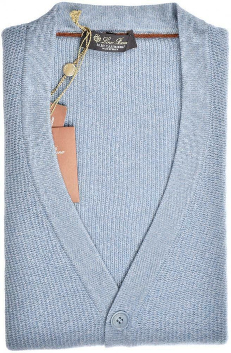 Loro Piana Sweater Cardigan Baby Cashmere Size XLarge Blue