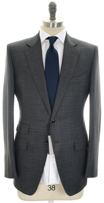 Tom Ford O'Connor Suit Wool Silk Size 40 Gray Windowpane