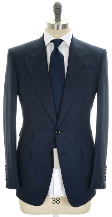 TOM FORD shelton ネイビー 46 セットアップ　ピークドラペル Tom Ford Shelton Suit Wool Size 38 Blue Tick