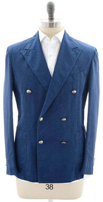 Boglioli 'Coat' Double Breasted Sport Jacket Cotton Linen Size 42