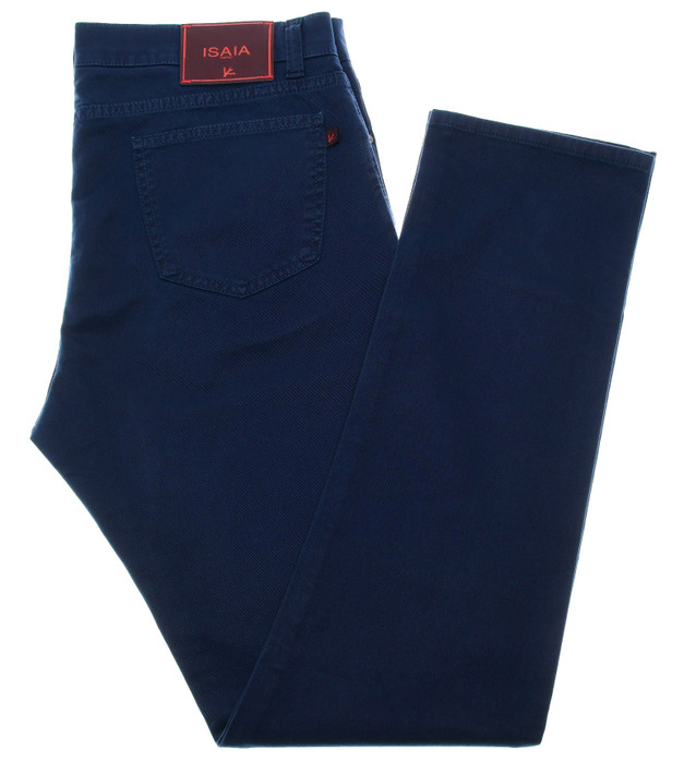 Isaia Napoli 5 Pocket Cotton Twill Stretch Jeans Slim Fit Button