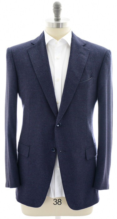 Zilli Sport Coat Blue Check Cashmere Silk