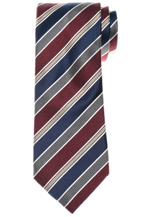 Brioni Tie Silk Dark Red Blue Stripe