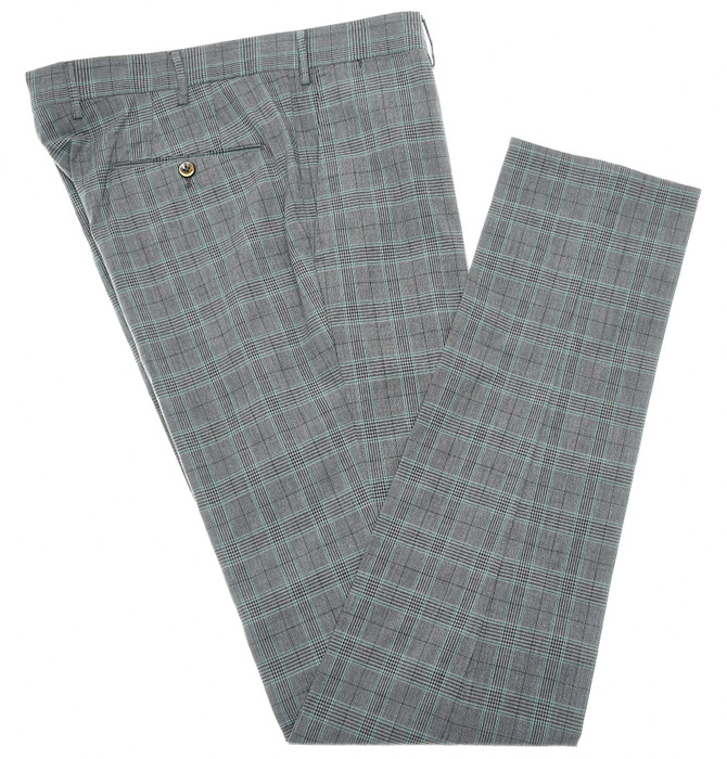 PT Torino Pants Stretch Super Slim Fit Gray Green Plaid PT Torino Pants Stretch Super Slim Fit Gray Green Plaid