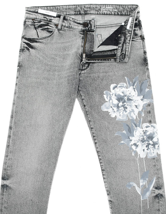 PT Torino Jeans Stretch Denim Swing Gray With Floral