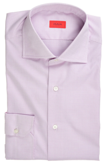 Isaia Mix Dress Shirt Cotton Purple Micro