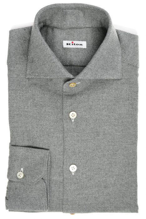 Kiton Gray Cotton Shirt Mariano