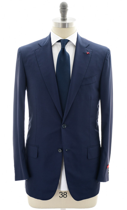 Isaia Napoli Suit Wool 160's AquaSpider Blue Solid