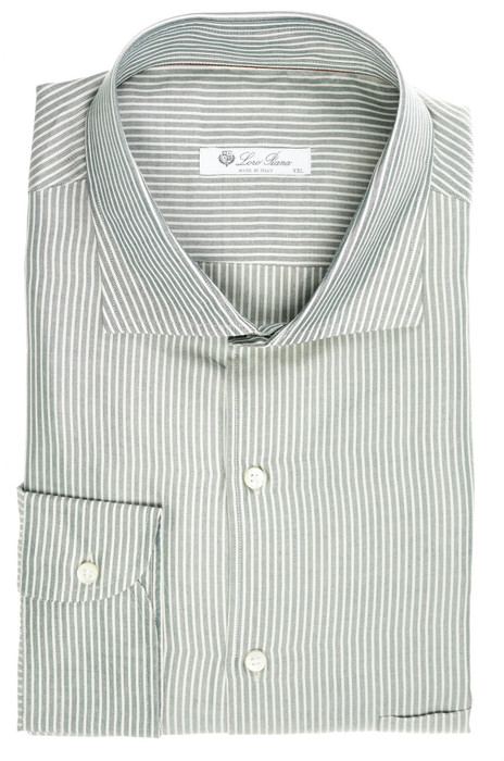 Loro Piana Shirt 'Alain' Silk Green Stripe