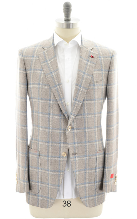 Isaia Brown Leather Suede Coat