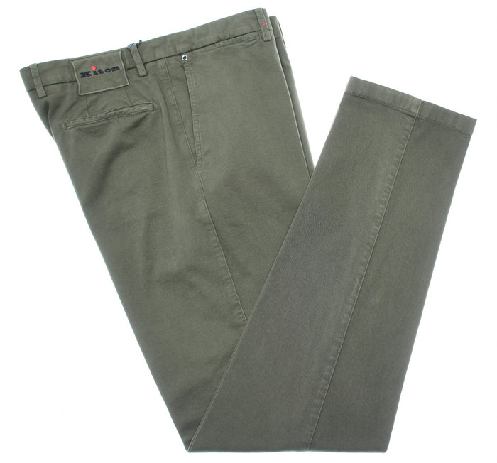 Kiton Pants Cotton Cashmere Stretch Soft Twill Green
