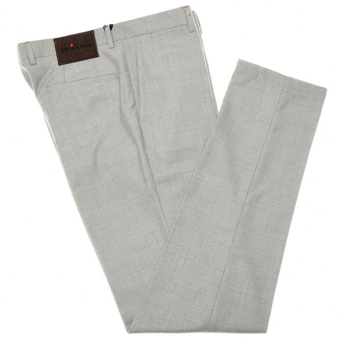 Pantalon Costume Kiton Neuf Avec étiquettes - Taille 33 US, Longueur 34 - Laine Gris Brun, Fabriqué En Italie