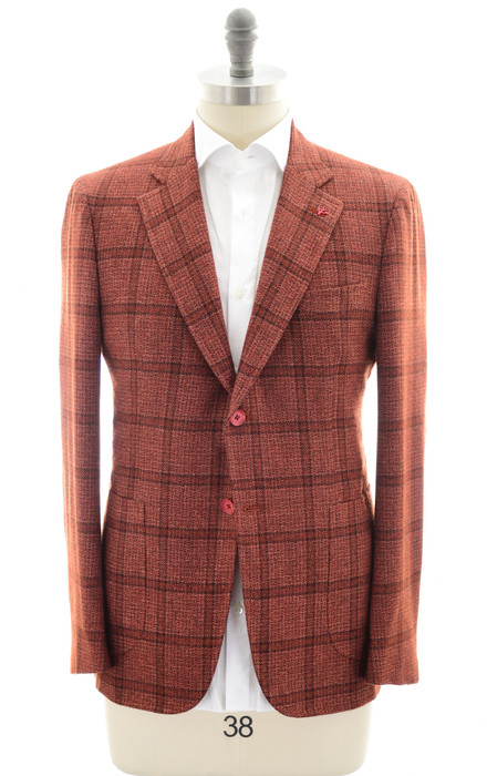 Isaia Sport Coat Jacket Blazer Capri Wool Blend Orange