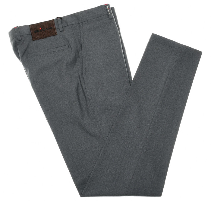 Pantalon Costume Kiton Laine Gris Brun - Taille US 33, Longueur 34, Fabriqué En Italie