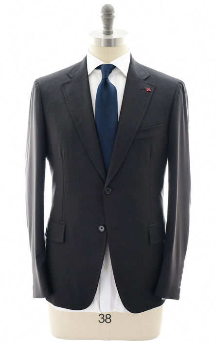 Isaia Dark Gray Solid Suit | Designer Outlet | Luxury Menswear