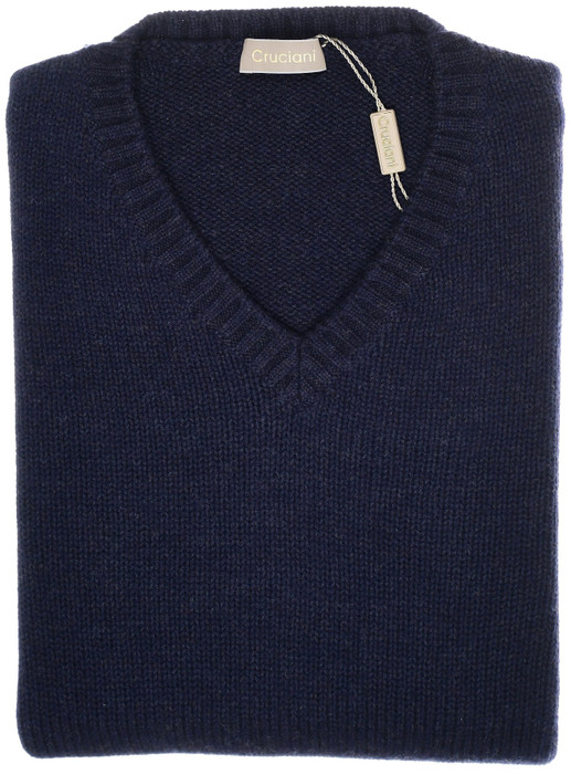 Cruciani Sweater V-Neck Wool Size XXLarge Dark Blue