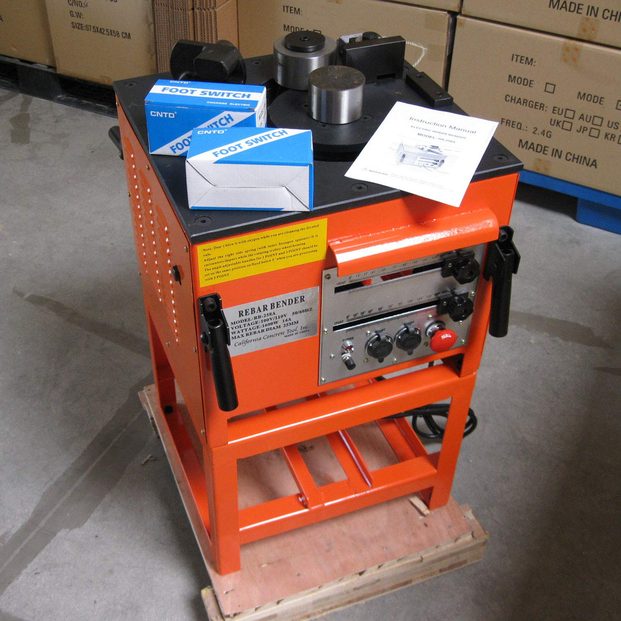 Electric Rebar Bender Bend Up to #8(1 inch) Grade 60 Rebar and Round Bar Model: RB-258A)