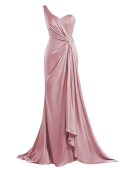 Dusty Rose Bridesmaid Dress Silk Satin One Shoulder Mermaid Bridesmaid Dresses for Women Long Ruffles Evening Formal Gowns with Slit Dusty Rose Size 2 Dusty Rose Bridesmaid Dress Silk Satin One Shoulder Mermaid Bridesmaid Dresses for Women Long Ruffles Evening Formal Gowns with Slit Dusty Rose Size 2