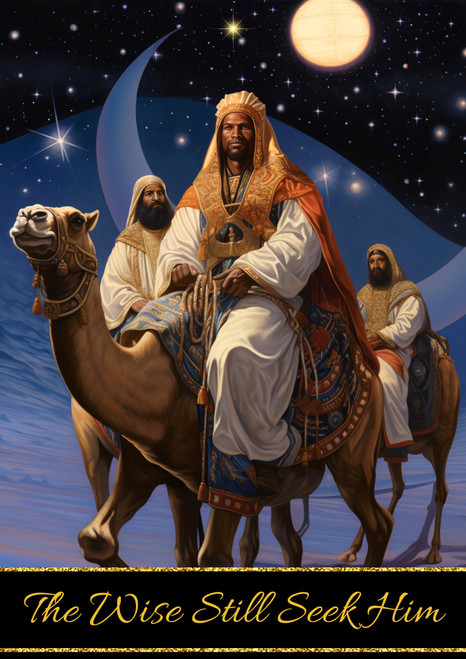 Kanes Publications African American Christmas Card - The Wise Still Seek Him - single Xmas card with envelope - Three Wise Men Holiday card