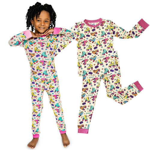 Zip N' Bear Buttery Soft Pajamas for Kids - Styled By Kardashians - Rollin' To Bed Pajamas For Girls - Naturally Hypoallergenic and Ultra-Breathable - Age 2 Years Multicolor