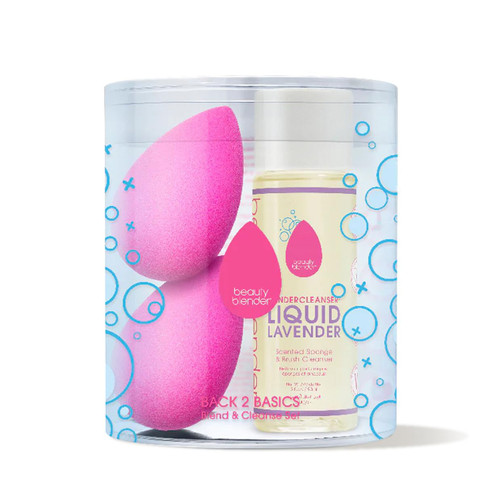 Beautyblender® | Back 2 Basics 3-Piece Blend & Cleanse Set, 2 Original Beauty Blenders + Blendercleanser® Liquid Lavender Makeup Sponge + Brush Cleaner, Made in USA, Vegan, Cruelty Free, 3 oz