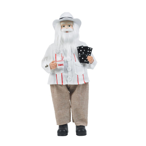 Christmas Decor Cuban Santa Claus, 18 Inch Santa Cubano, Santa Claus Collectible Figurine with Guayabera, Cafecito and Dominoes for a Holiday Celebration, Decoración de Navidad