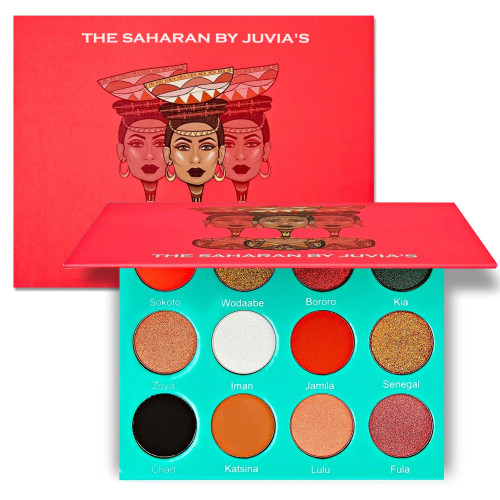 Juvia's Place Palette The Saharan - Reds, Black, White, Golds, Peach, Shades of 12, Bold Mattes and Flattering Shimmer, Professional Eye Makeup, Pigmented Palette for Eye Color & Shine