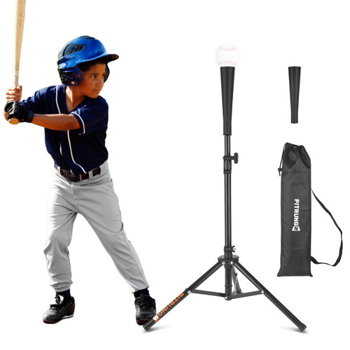 Pitrungo Baseball Tee Softball Tee Batting Tee for Hitting Practice T Ball Set tee Ball Stand for Kids Toddles 5-12 Years Adjustable Tee Height 24''-37'' Portable W/Carry Bag for Outdoor Indoor