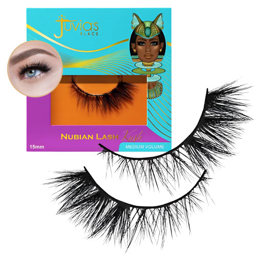 Juvia's Place Nubian Eyelashes Kush - Eyelash Extension for Day or Night Use, Vegan Mink Lashes, Cruelty-Free Fluffy Lashes, Reusable Adhesive Eyelashes, Matte Black Mink Eye Lashes Natural Look
