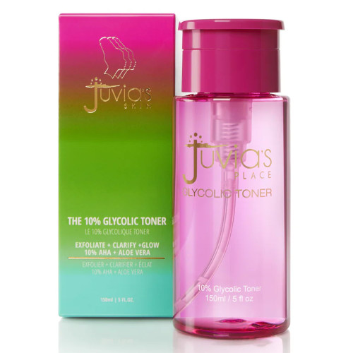Juvia's Place The 10% Glycolic Acid Toner, 5 fl oz, Aloe Vera, Chamomile, Allanton, Skin Conditioner, Gentle, Non-Irritant, Exfoliates, Glowing, Luminous Skin Appearance, Moisturizer