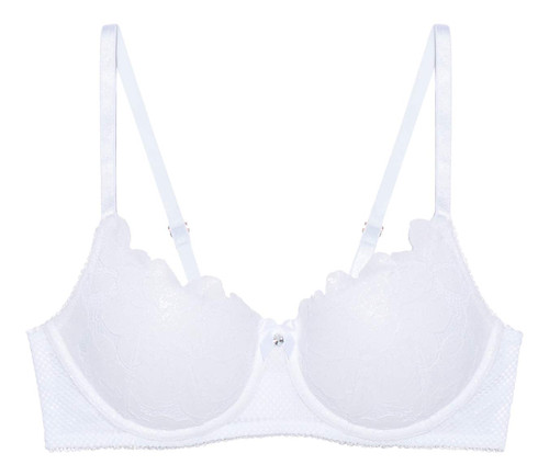 Savage X Fenty, Women's, Missy Floral Glow Lace Balconette Bra, Angel White, 36C
