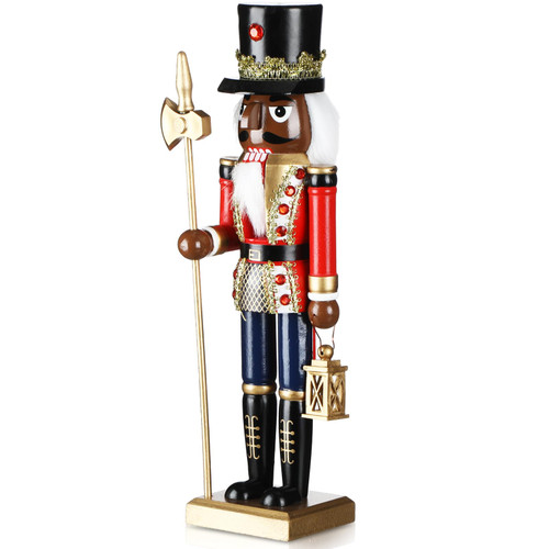 Wettarn Christmas African American Nutcracker Figures 14 Inch Wooden Black Gingerbread Man Nutcracker Soldier Christmas Wood Traditional Decorations for Holiday Decor
