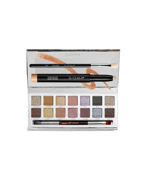 Sigma Beauty 3-Piece Eye Essentials Set – Cool Neutrals Eyeshadow Palette, E25 Blending Brush & Radiance Primer Base